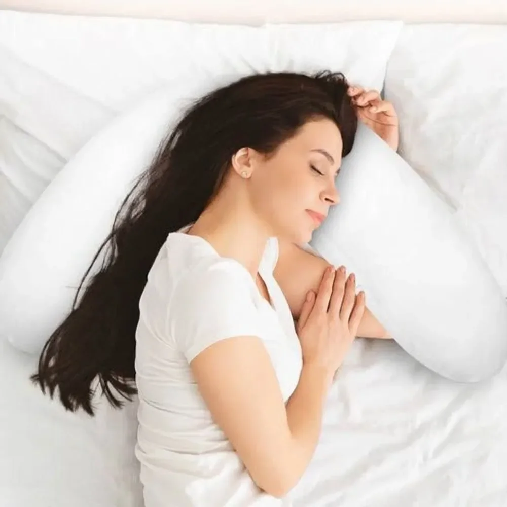 Boomerang Shapes Pillow White Neck Support Contours To Reduce Pressure New